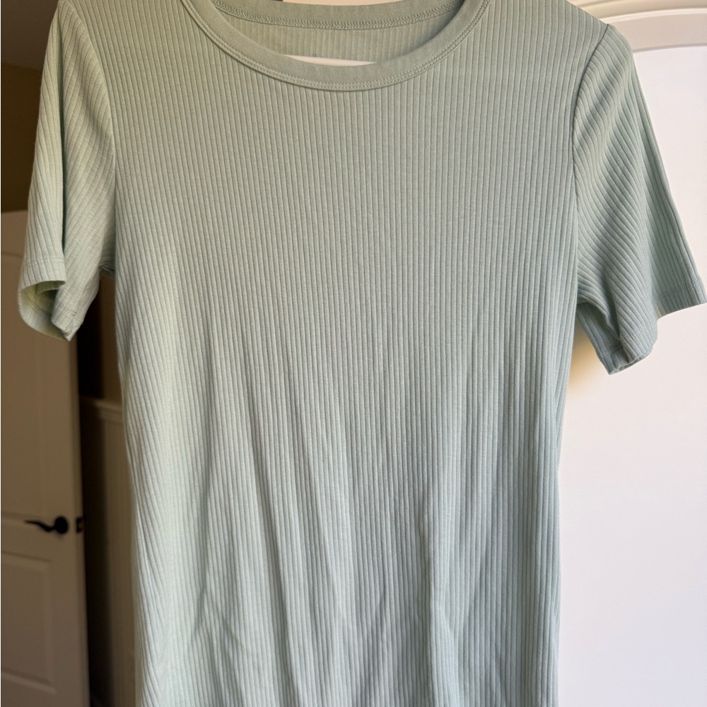 a new day Light Green Ribbed Short Sleeve Top